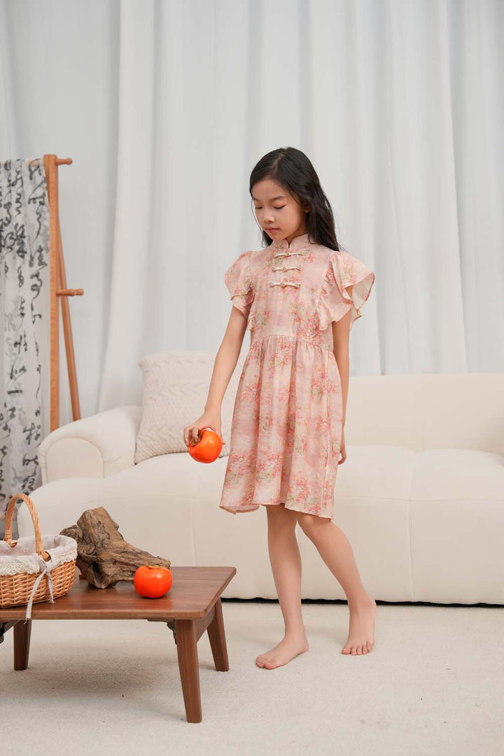 Singapore Souvenir Gift Pink Floral Baby Kids Girl Cheongsam Dress 0850 - Little Kooma