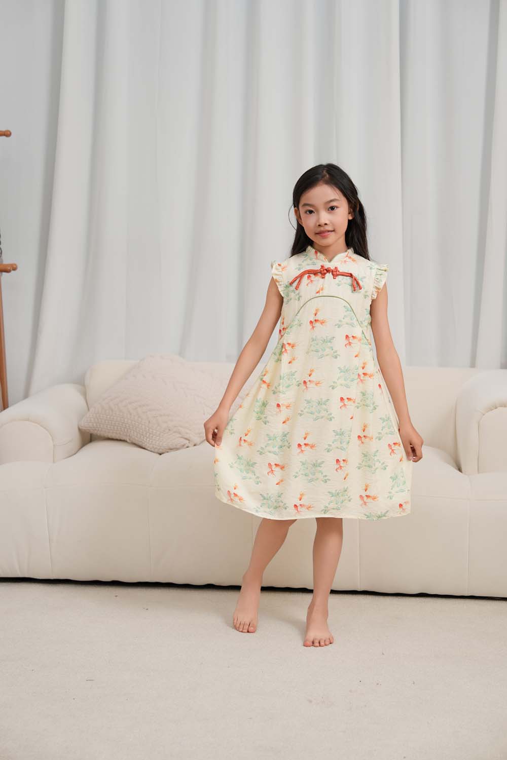 Singapore Souvenir Gift Fortune Bloom Family Set with Golden Fish Baby Kids Girl Cheongsam Dress 0827 - Little Kooma