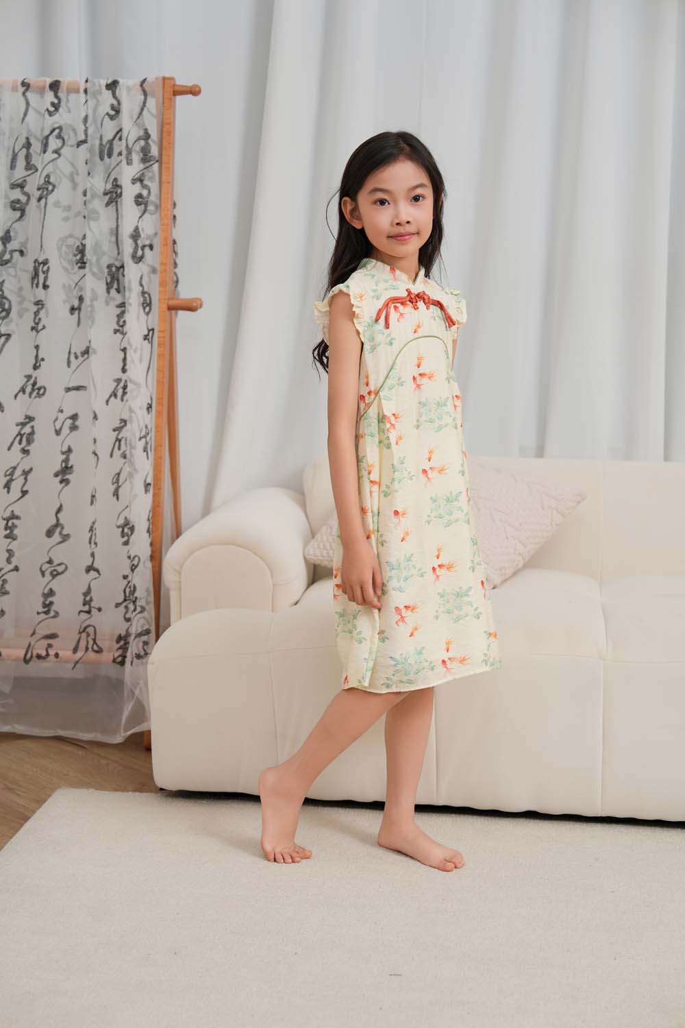 Singapore Souvenir Gift Fortune Bloom Family Set with Golden Fish Baby Kids Girl Cheongsam Dress 0827 - Little Kooma