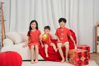 Singapore Souvenir Gift Blessing and Joy Family Set with Lucky Fu Characters Baby Kids Boys Cheongsam Set Top n Shorts CNY Chinese New Year Outfit 0832 - Little Kooma