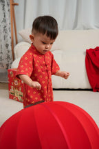 Singapore Souvenir Gift Blessing and Joy Family Set with Lucky Fu Characters Baby Boy Cheongsam Romper 0831 - Little Kooma