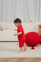 Singapore Souvenir Gift Wealth and Harmony Red Family Set with Golden Fish Baby Boy Cheongsam Romper 0834 - Little Kooma