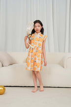 Singapore Souvenir Gift Sunflowers Little Girl n Cat Baby Kids Girl Cheongsam Dress 0846 - Little Kooma