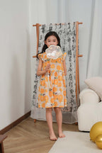 Singapore Souvenir Gift Sunflowers Little Girl n Cat Baby Kids Girl Cheongsam Dress 0846 - Little Kooma