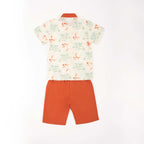 Singapore Souvenir Gift Fortune Bloom Family Set with Golden Fish Baby Kids Boys Cheongsam Set Top n Shorts CNY Chinese New Year Outfit 0829 - Little Kooma