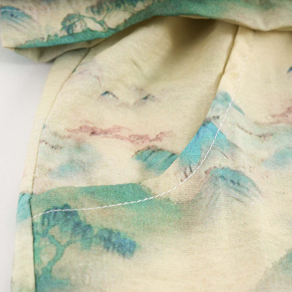 Singapore Souvenir Gift Chinese Landscape Painting Mountains Trees Baby Kids Boys Cheongsam Set Top n Shorts CNY Chinese New Year Outfit 0836 - Little Kooma