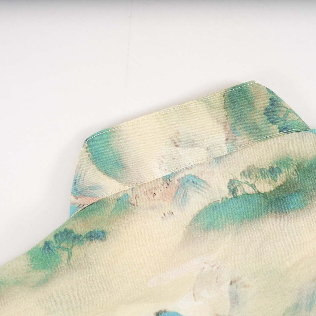 Singapore Souvenir Gift Chinese Landscape Painting Mountains Trees Baby Kids Boys Cheongsam Set Top n Shorts CNY Chinese New Year Outfit 0836 - Little Kooma
