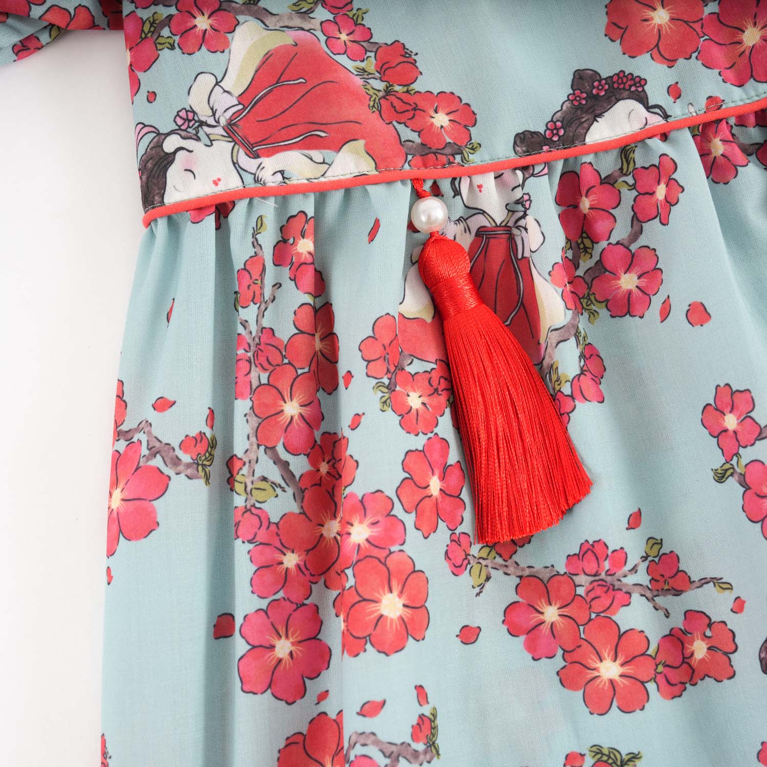 Singapore Souvenir Gift Little Girl Dancing Among Red Plum Flowers Baby Kids Girl Cheongsam Dress 0853 - Little Kooma