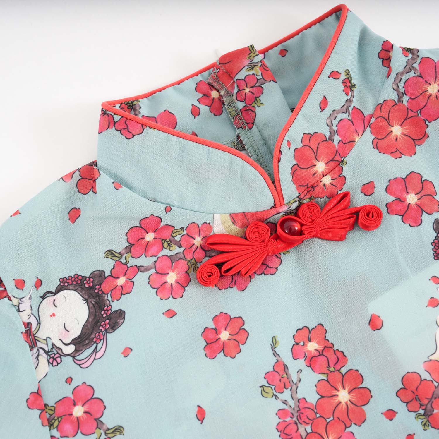 Singapore Souvenir Gift Little Girl Dancing Among Red Plum Flowers Baby Kids Girl Cheongsam Dress 0853 - Little Kooma