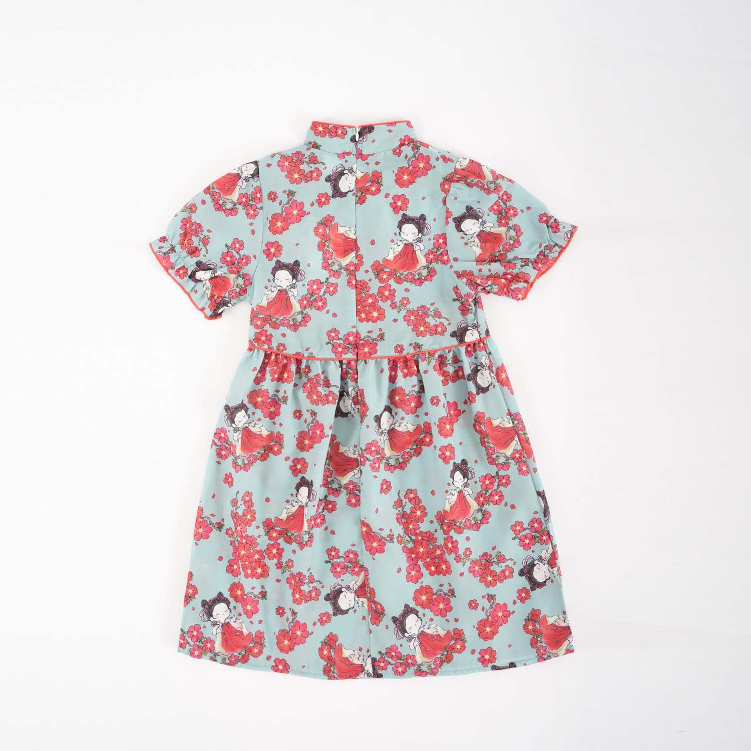 Singapore Souvenir Gift Little Girl Dancing Among Red Plum Flowers Baby Kids Girl Cheongsam Dress 0853 - Little Kooma