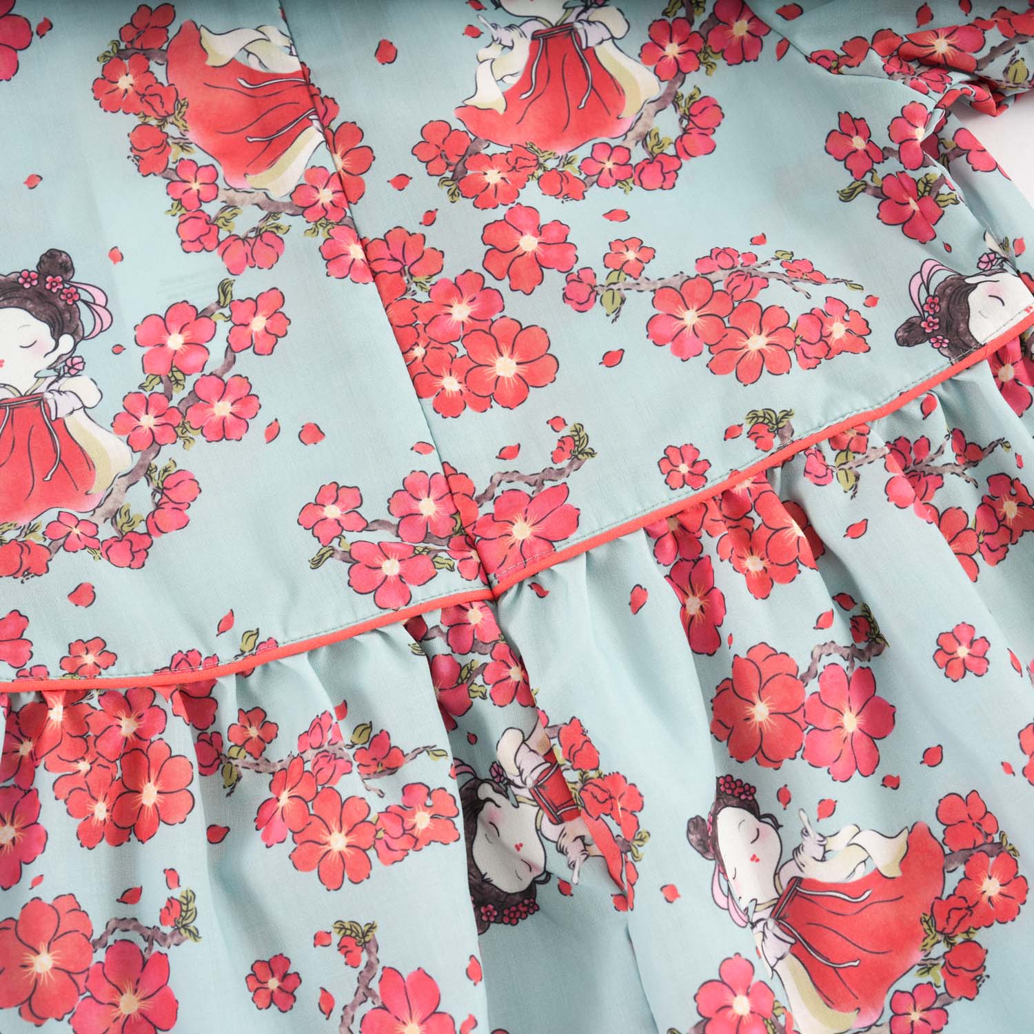 Singapore Souvenir Gift Little Girl Dancing Among Red Plum Flowers Baby Kids Girl Cheongsam Dress 0853 - Little Kooma