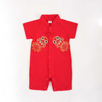 Singapore Souvenir Gift Wealth and Harmony Red Family Set with Golden Fish Baby Boy Cheongsam Romper 0834 - Little Kooma