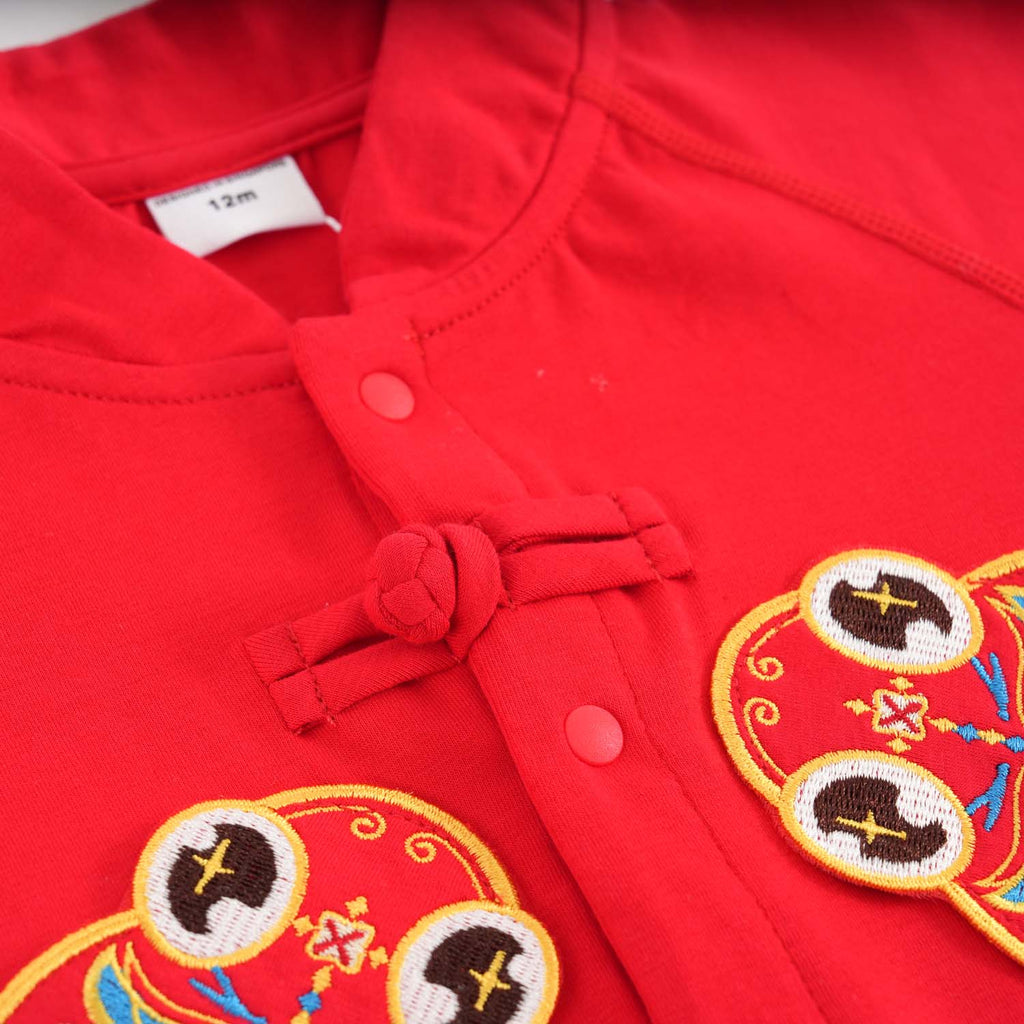 Singapore Souvenir Gift Wealth and Harmony Red Family Set with Golden Fish Baby Boy Cheongsam Romper 0834 - Little Kooma