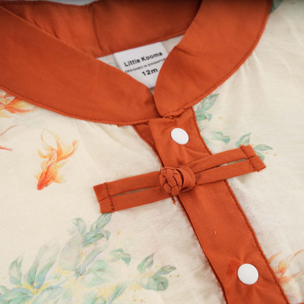 Singapore Souvenir Gift Fortune Bloom Family Set with Golden Fish Baby Boy Cheongsam Romper 0828 - Little Kooma