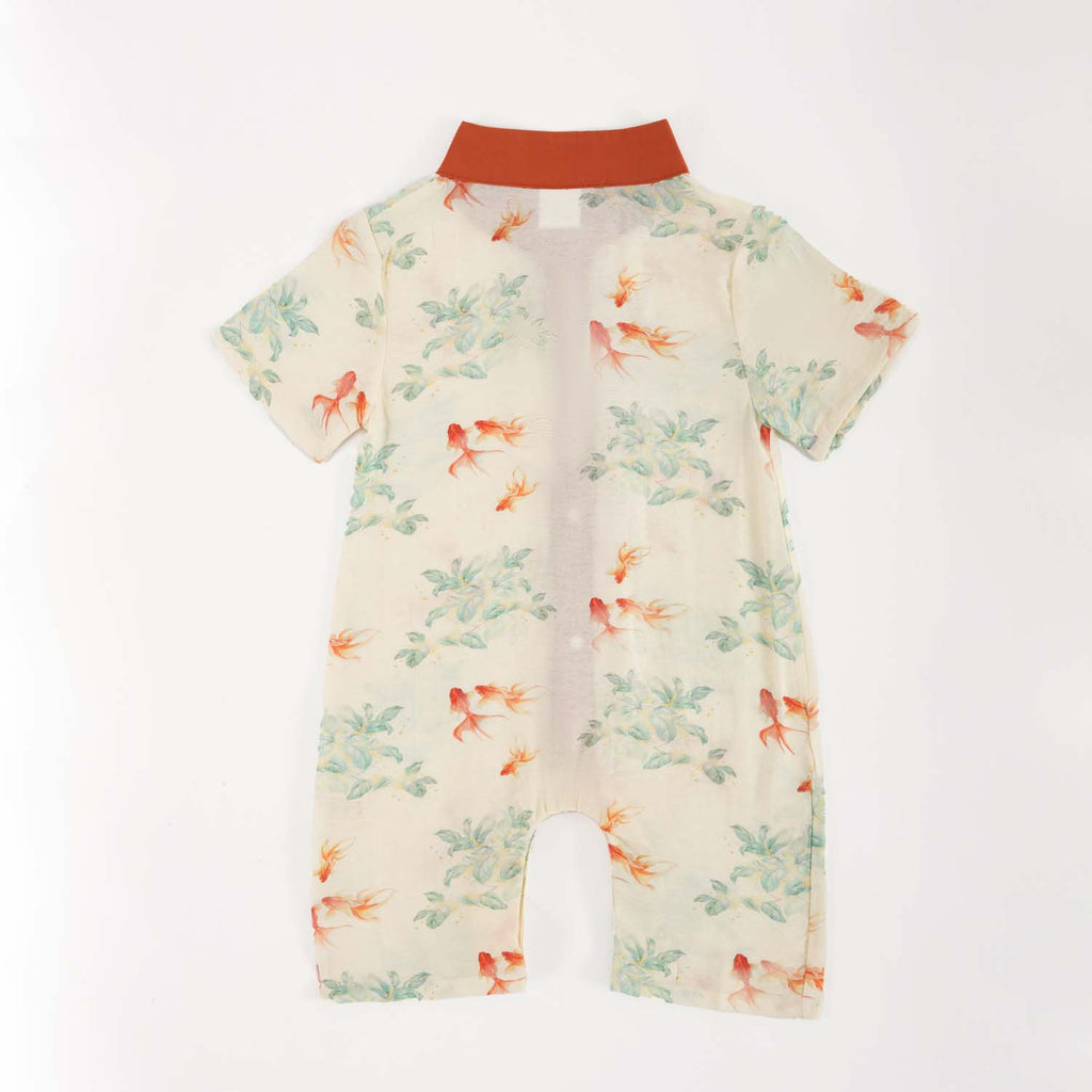 Singapore Souvenir Gift Fortune Bloom Family Set with Golden Fish Baby Boy Cheongsam Romper 0828 - Little Kooma