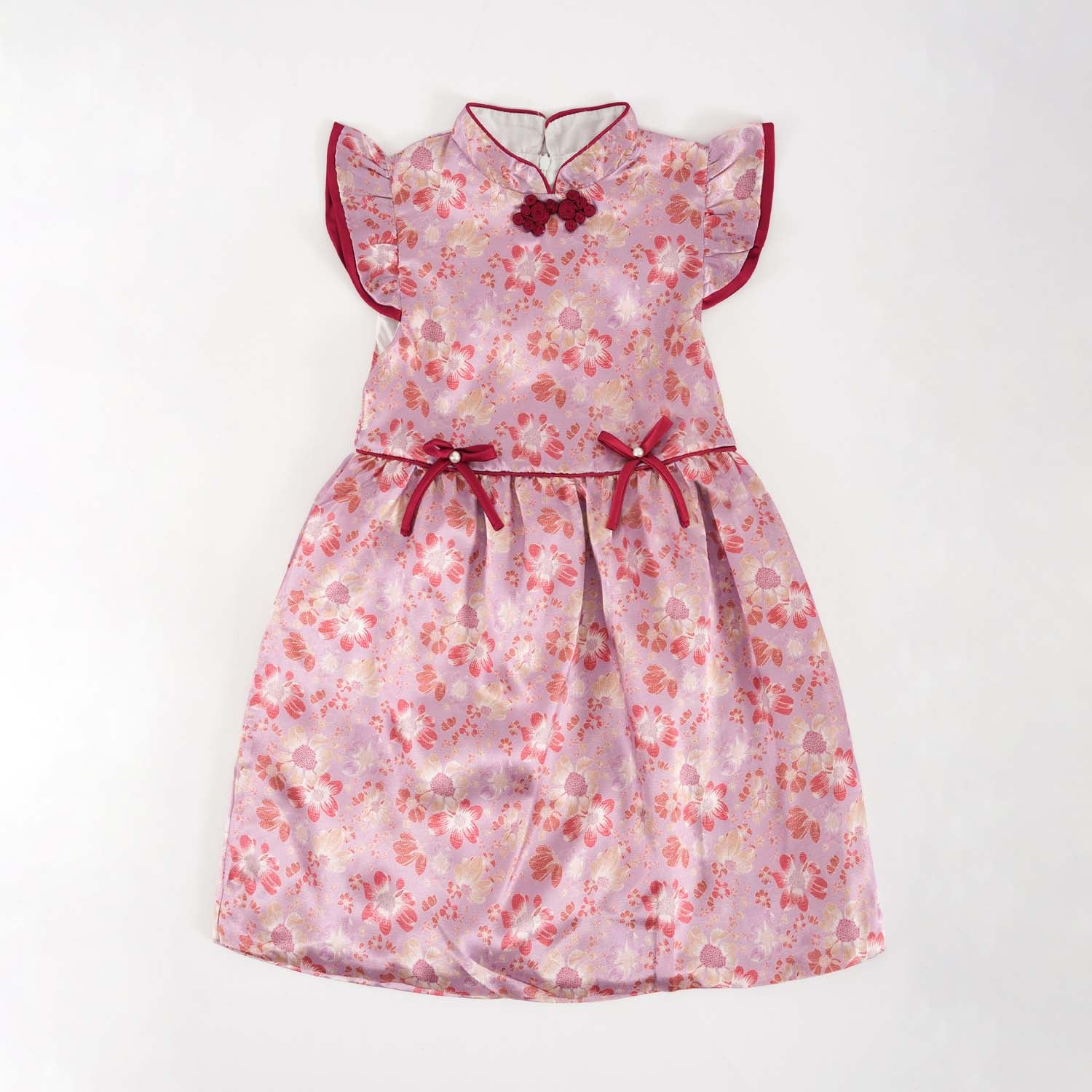 Singapore Souvenir Gift Purple w Flowers Baby Kids Girl Cheongsam Dress 0849 - Little Kooma