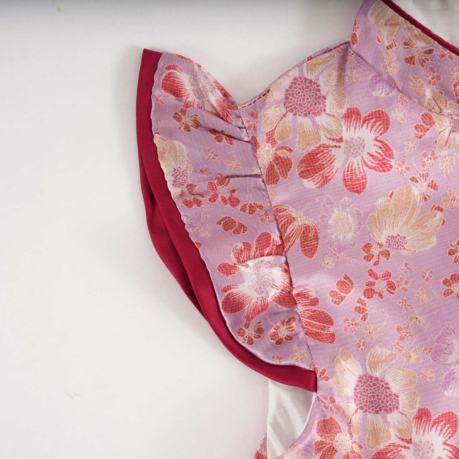 Singapore Souvenir Gift Purple w Flowers Baby Kids Girl Cheongsam Dress 0849 - Little Kooma