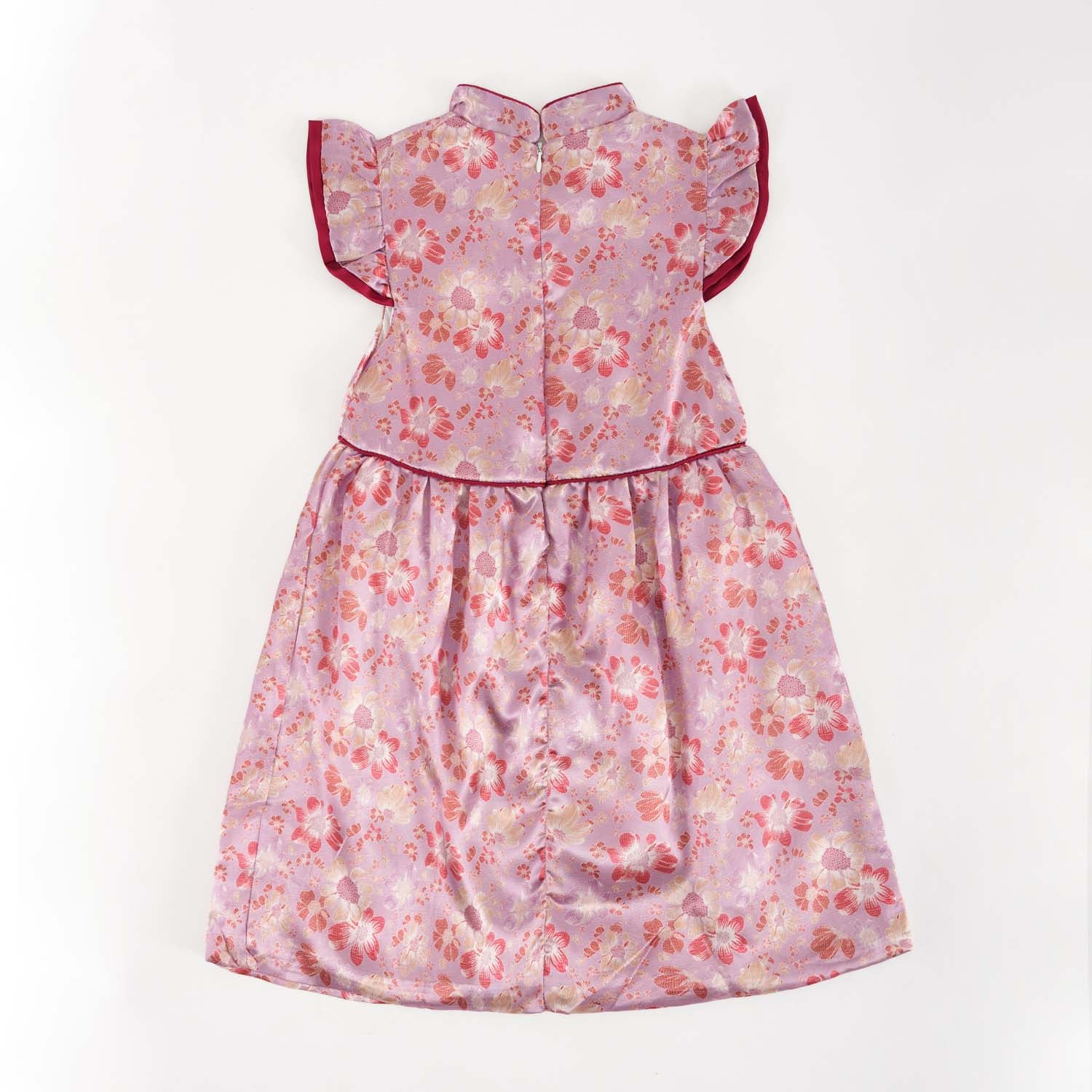 Singapore Souvenir Gift Purple w Flowers Baby Kids Girl Cheongsam Dress 0849 - Little Kooma