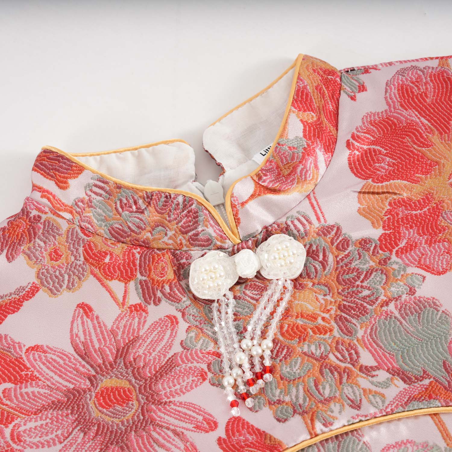 Singapore Souvenir Gift Red Flowers Sleeveless Baby Kids Girl Cheongsam Dress 0845 - Little Kooma