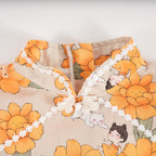 Singapore Souvenir Gift Sunflowers Little Girl n Cat Baby Kids Girl Cheongsam Dress 0846 - Little Kooma
