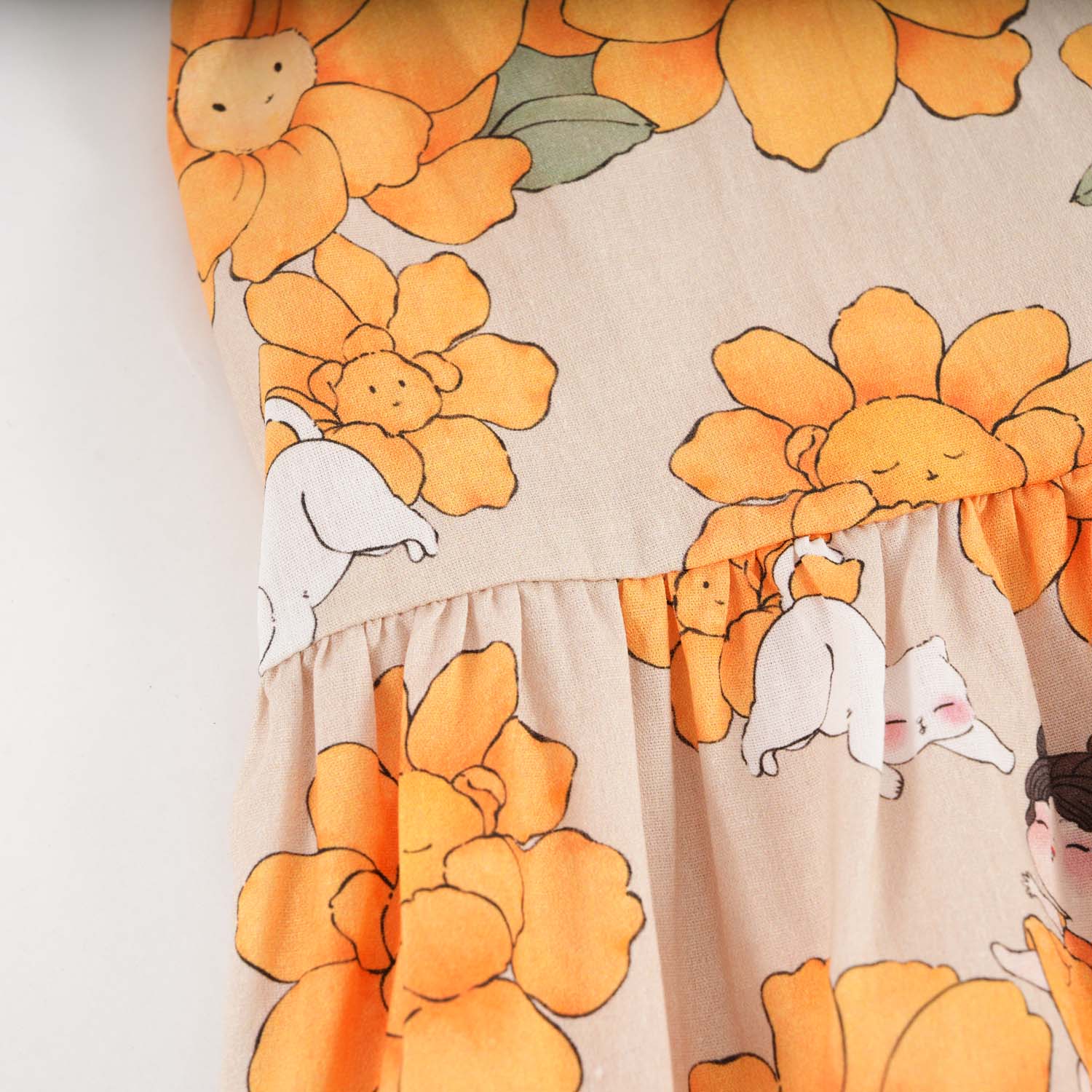 Singapore Souvenir Gift Sunflowers Little Girl n Cat Baby Kids Girl Cheongsam Dress 0846 - Little Kooma