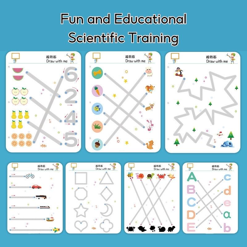 Kids Wipe-clean Erasable Book Pen Control Reusable Drawing Book 3 Years + - Little Kooma
