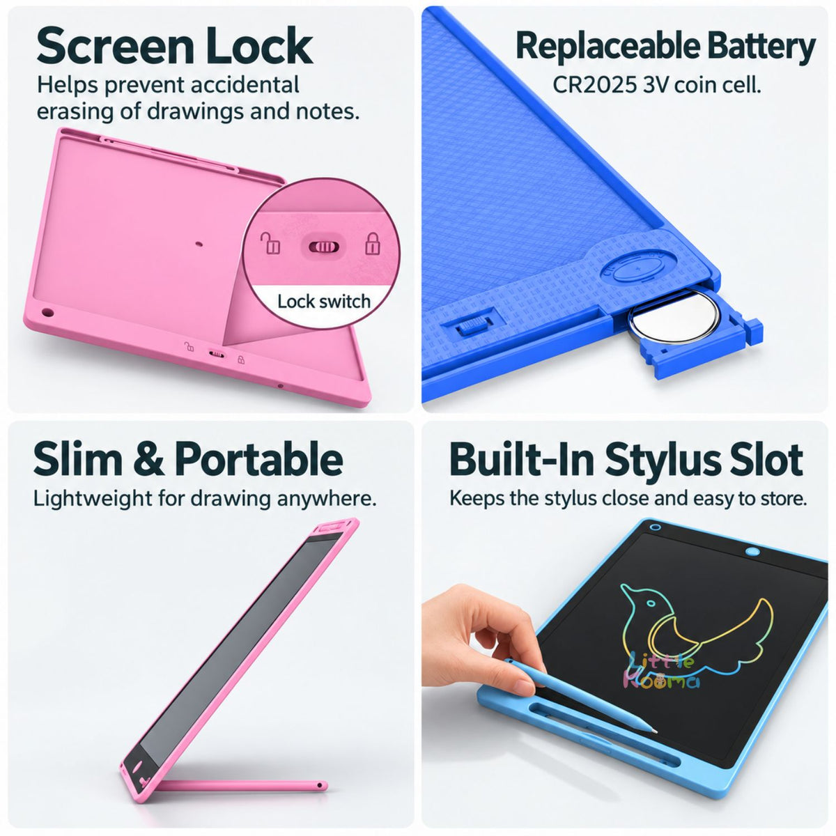 Kids LCD Writing Tablet & Reusable Doodle Board with Stylus 2 Years + | 8.5", 10" & 12"