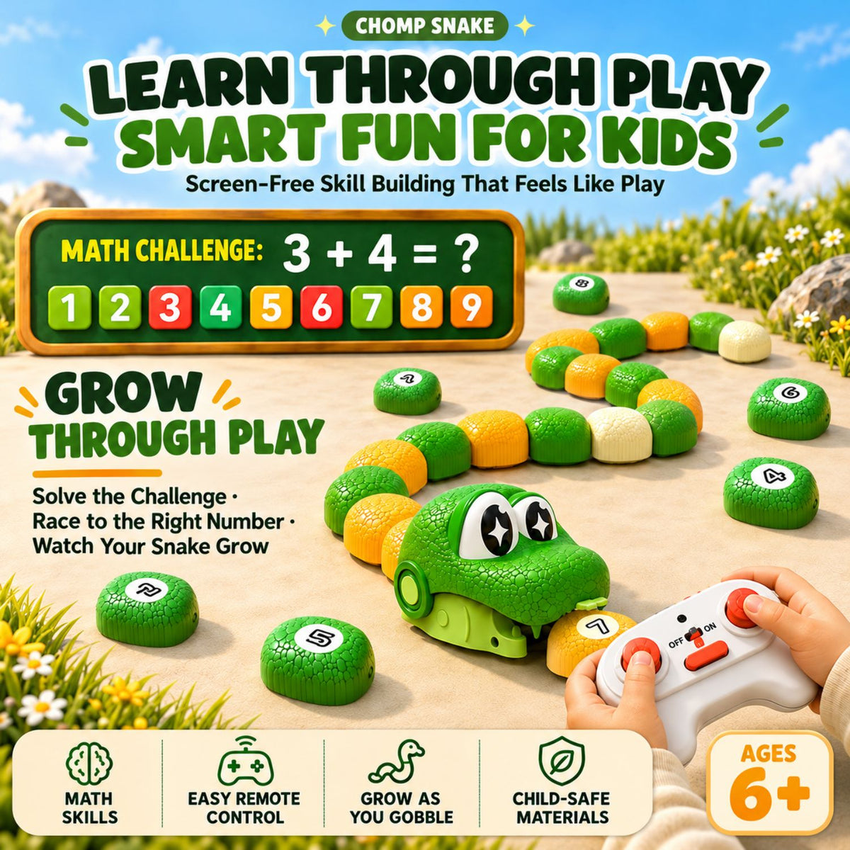 Ready Stock RC Magnetic Chomping Snake Toy 2.4G Remote Control Multiplayer Kids Gift Ages 6+ - Little Kooma