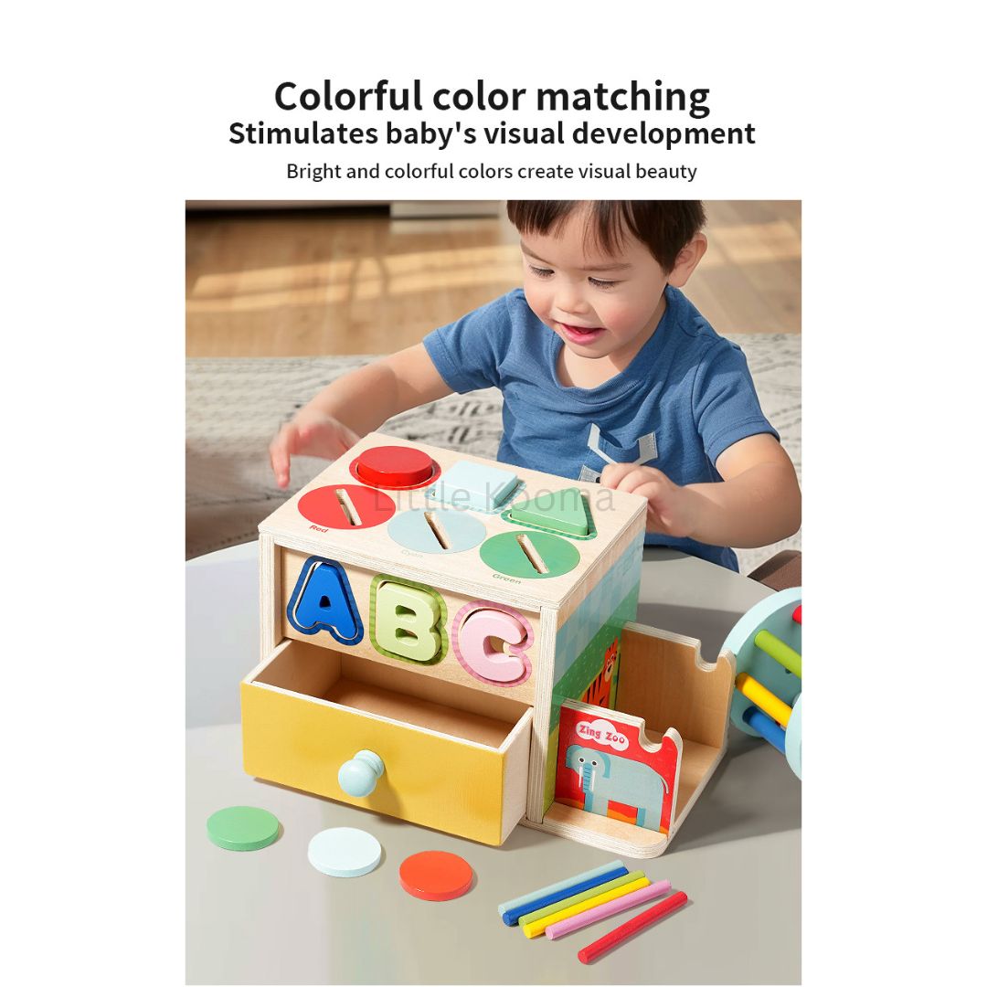 Wooden Activity Box – Montessori Learning Toy with Multiple Activities for Toddlers, Educational Busy Board for Kids Ages 3 Years +