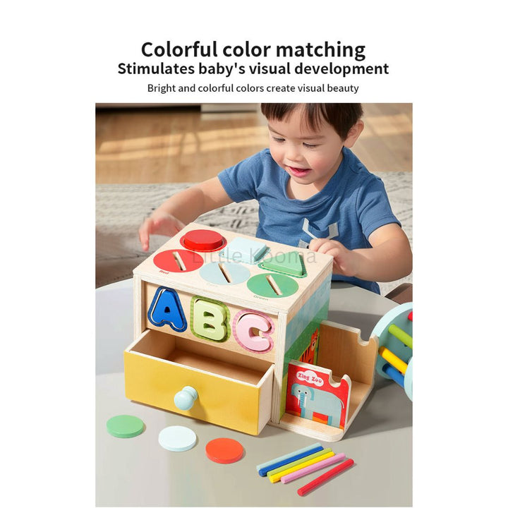 Wooden Activity Box – Montessori Learning Toy with Multiple Activities for Toddlers, Educational Busy Board for Kids Ages 3 Years +