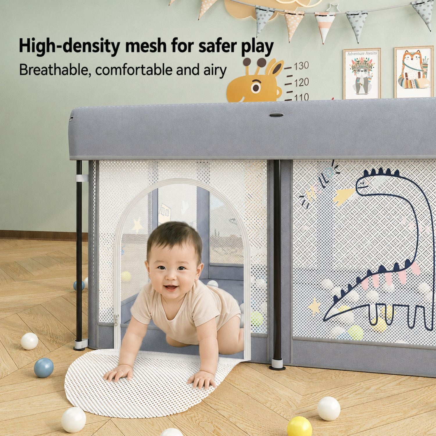 [SG Ready Stock] Foldable Baby Playpen No Assembly Portable Kids Play Yard Ball Pit Safety Fence