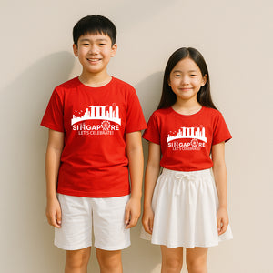 National Day NDP Red Top - Baby Kids Red T-shirt Singapore Letters City Skyline National Day Top Outfit