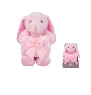 New Born Baby Girl LED Light Layette Hand Rattle Swaddle Pink Bunny Plushie Blanket Hanging Chime Stroller Toy Suitcase Mummy Makeup Gift Hamper - Little Kooma