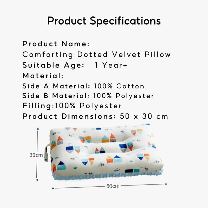 Baby Kids Double-sided Soothing Dotted Velvet Pillow - Little Kooma