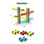 Wooden Gliding Car Ramp Toy – Zig Zag Race Track with Mini Cars, Toddler Racing Toy for Kids Boys & Girls Ages 3-6 - Little Kooma