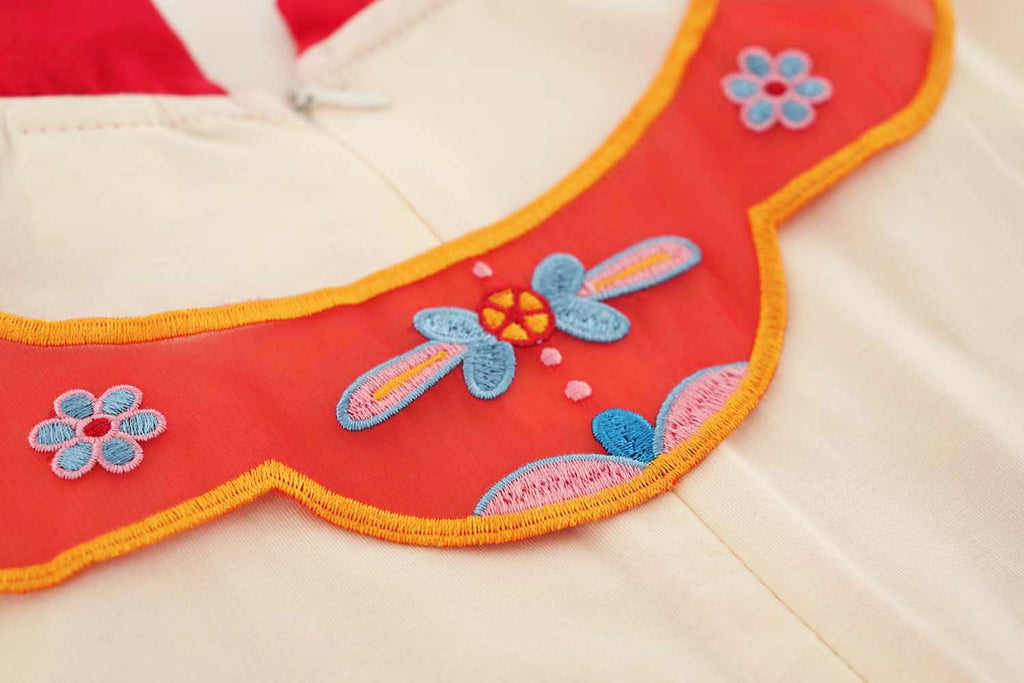 Singapore Souvenir Gift Wealth and Harmony Red Family Set with Golden Fish Embroidery Baby Kids Girl Cheongsam Dress 0833 - Little Kooma