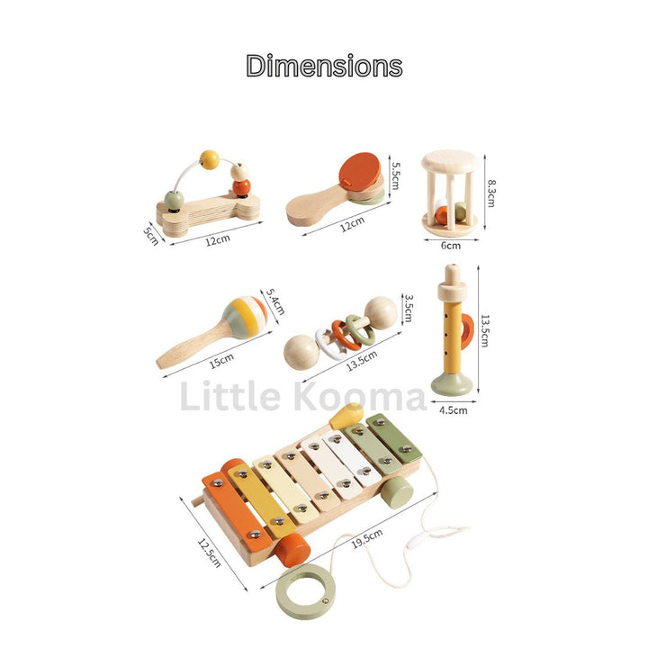 Wooden Music Instruments Set – Toddler Musical Toys with Xylophone, Maracas, and More, Educational Rhythm Kit for Kids Ages 3-6