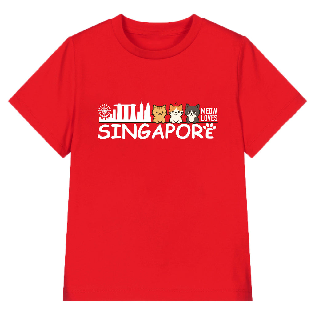 National Day NDP Red Top - Baby Kids Red T-shirt Cute Kittens Meow Loves Singapore National Day Top Outfit