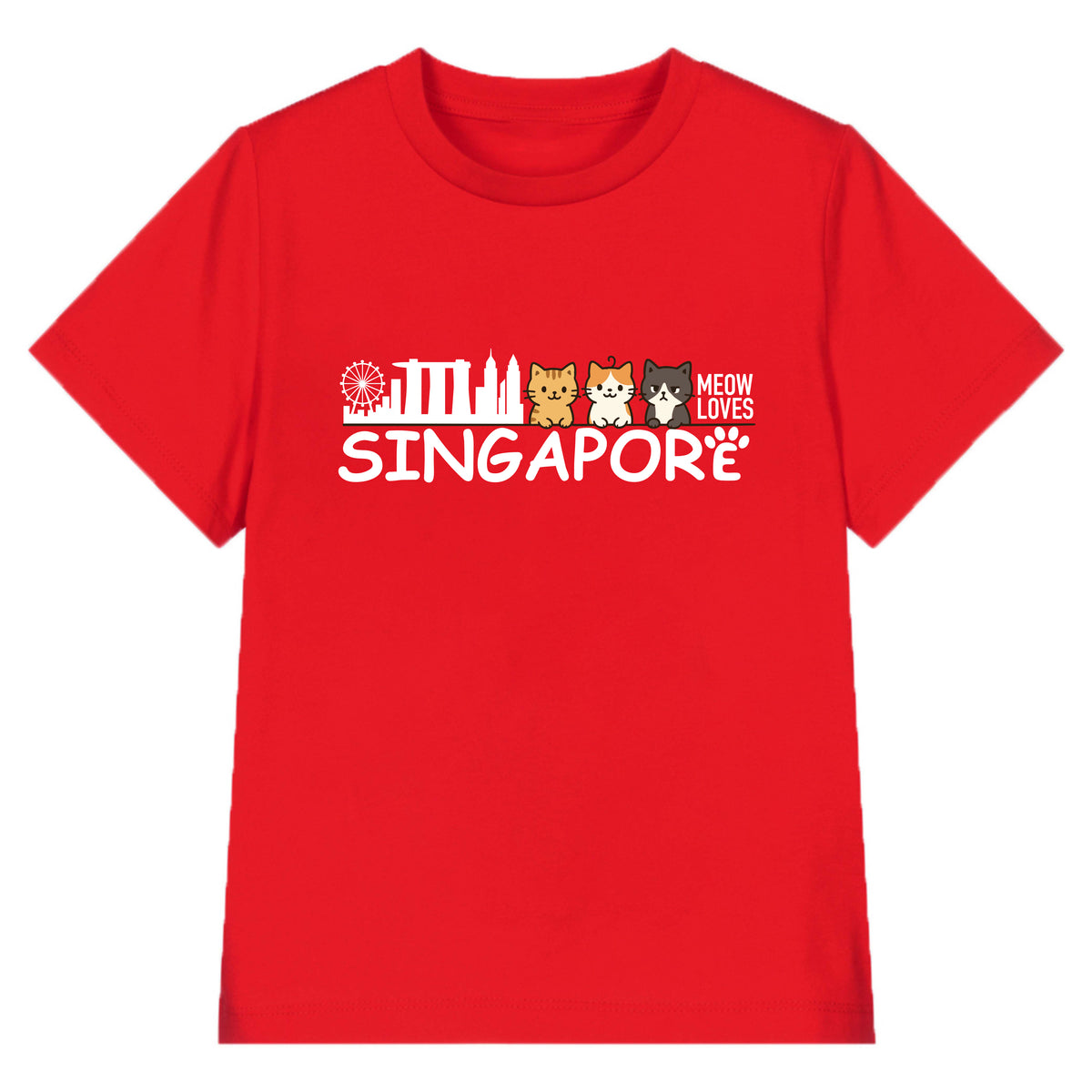 National Day NDP Red Top - Baby Kids Red T-shirt Cute Kittens Meow Loves Singapore National Day Top Outfit