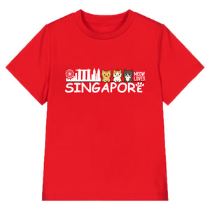 National Day NDP Red Top - Baby Kids Red T-shirt Cute Kittens Meow Loves Singapore National Day Top Outfit