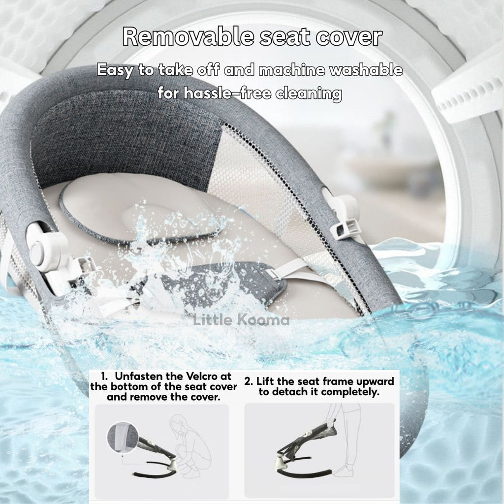 Electric Baby Rocking Chair with Bluetooth Music, Remote Control & Mosquito Net – Adjustable Swing & Recline