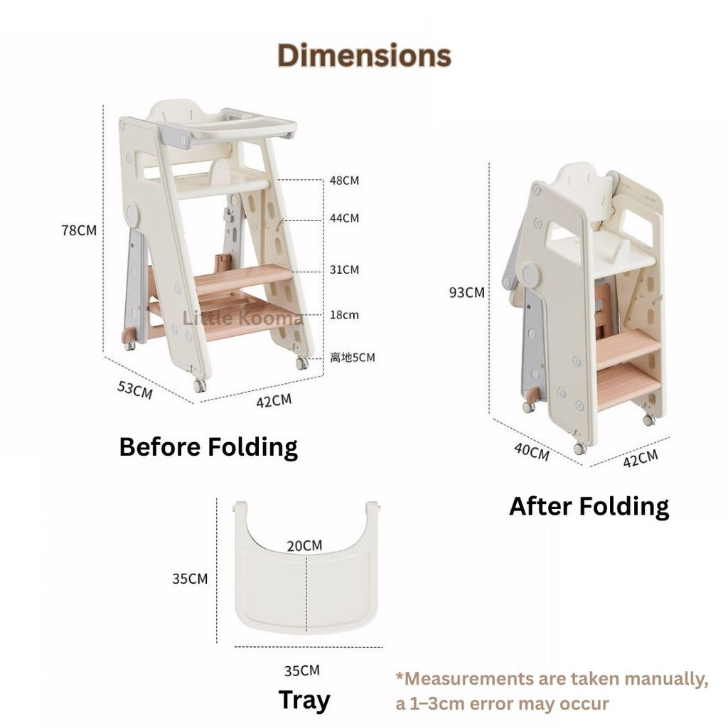 Ready Stock Foldable Baby High Chair & Kids Study Chair – Adjustable Height, Safety Guard, Learning Tower
