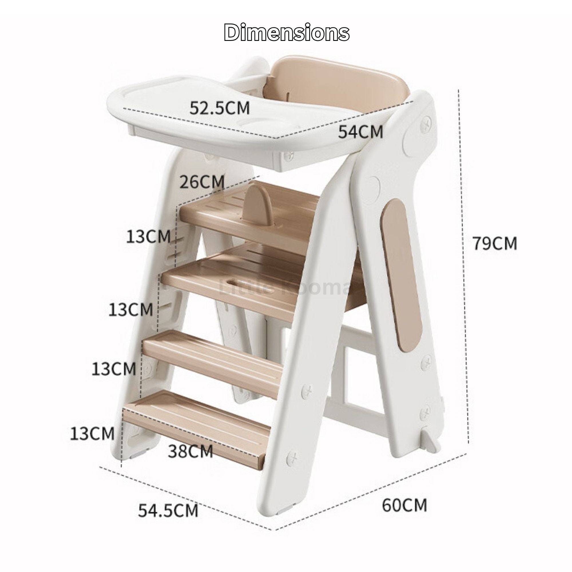 Grow-With-Me Foldable Multi-Functional Baby High Chair with Tray & Wheels 1-6 Years - Little Kooma