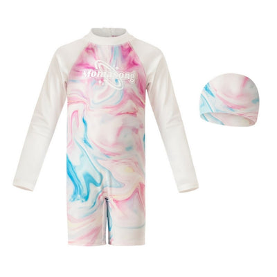 Baby Kids Girl Long Sleeve Tie-dye Swimming Suit w Zipper 907425 - Little Kooma