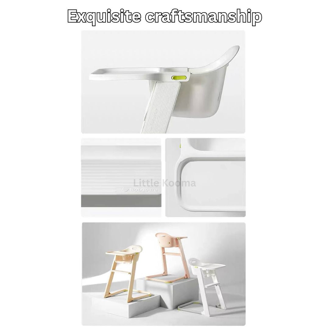 Adjustable Tray Baby High Chair with Washable Tray & Ergonomic Seat | Lightweight 6kg | Stable Feeding Chair - Little Kooma