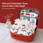 Little Cherry Baby Girl Gift Set with Romper, Bib, Headband, Socks & PC Keepsake Suitcase