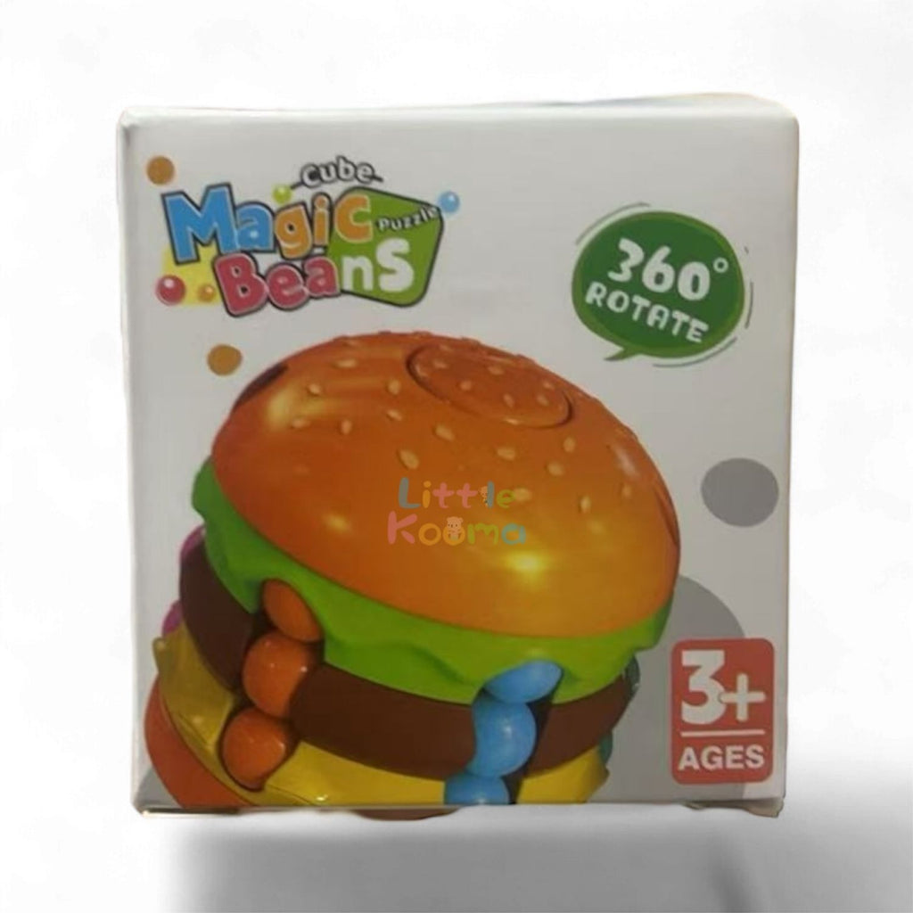 Ready Stock Creative Burger Fries Magic Bean Cube 360° Rotating Fidget Toy for Kid 3 Years + - Little Kooma