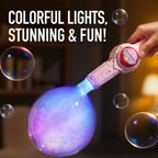 Ready Stock Smoke Bubble Toy Auto Bubble Gun LED Light Smackable Bubble Maker Kids Outdoor Toy - Little Kooma