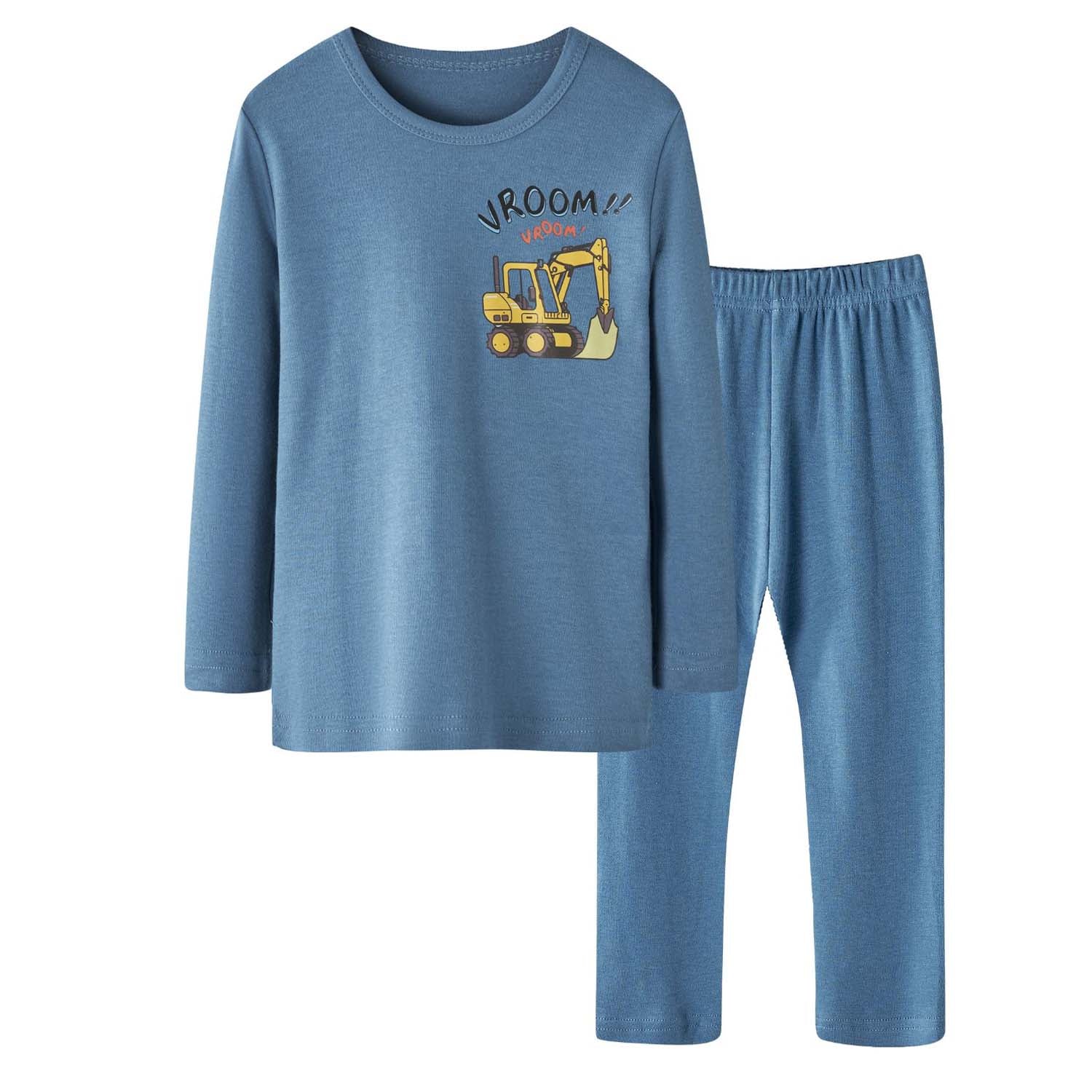 Baby Kids Pajamas Blue Digger Top n Pants Set - Little Kooma