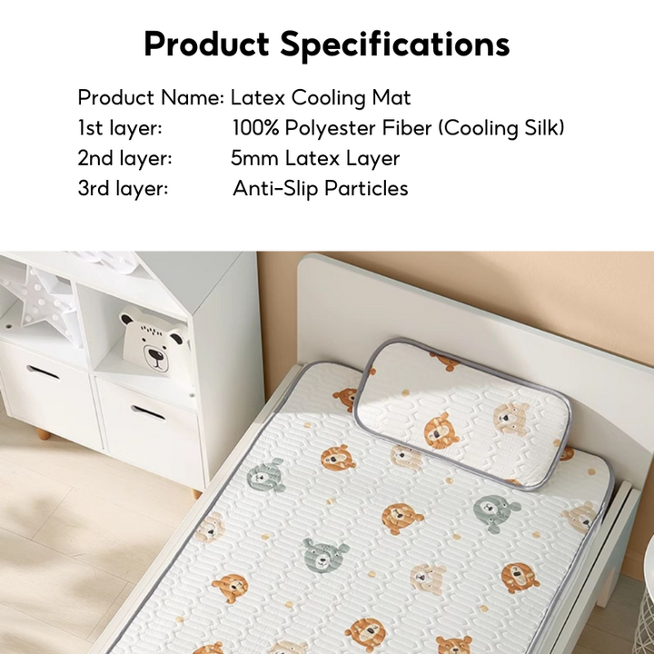Latex Ice Silk Baby Crib Mat and Toddler Bed Mattress Topper Pad 60 x 120cm Buckwheat Hulls Pillow - Little Kooma